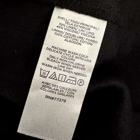 Ann Taylor NWT Black Linen Blend Straight Dress with Tie- size LXP - Picture 7 of 7